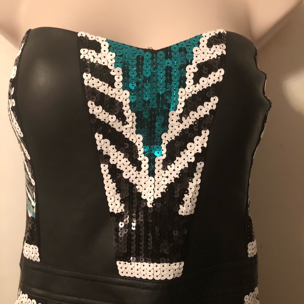 Sequin & leather like material dress size XL new